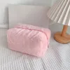 Borse per cosmetici Borsa per ragazza carina in peluche in tinta unita per custodia da viaggio morbida per organizer per trucco da donna