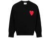 Nova marca de moda 23ss Paris Sweater Mens Designer Camisas de malha Long Amis Manga Francês Bordado Coração Padrão Redondo Pescoço Malhas Homens Mulheres