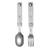 Dinnerware Sets Roxon C2 Camping Utensil 2 In 1 Detachable Folding Cutlery With Fork & Spoon For Outdoor Hiking Easy To Carry Highly