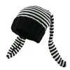 Berets Striped Beanie Hat Cosplay Costume Cap Winter Teens Warm Headwear DXAA