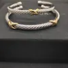 DY X 5MM Bracelet For Women High Quality Station Cable Cross Collection Vintage Ethnic Loop Hoop Punk Jewelry Band 240220