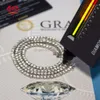 Hoogwaardige Custom Mossinate Diamond Chain S925 Sterling Zilver Iced Out d Kleur Vvs 3mm Moissanite Tennis Ketting