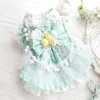 Dog Apparel Lolita Green Skirt Clothes Dress Candy Handwork Dogs Clothing Fashion Kawaii Small Pet Costume Spring Summer Ropa Para Perro