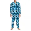 Pijamas masculinos pijamas homens retro mod quarto kilim outono cores duas peças soltas pijama conjunto de mangas compridas moda oversize casa terno