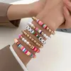 Strang Buntes stapelbares Liebesbrief-Armband für Frauen Soft Clay Pottery Layering Freundschaftsperlen Kette Y2K Armreif Boho Schmuck Geschenk