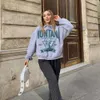 Nessun logo fashions hilovable Maglione a maniche lunghe da vento da donna, moda ragazze calde, maglione ampio con collo rotondo con stampa di vecchia testa di cervo