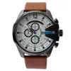 Brand Watches Men Big Case Mutiple Dials Date Display Leather Strap Quartz Wrist Watch 4280243L