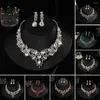 Necklace Earrings Set 1 Wedding Extension Chain Faux Crystal Rhinestone Inlaid Glitter Dinner Women Jewelry