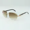 Direct sales newest high-end cutting lens sunglasses 4189706-A black textured natural buffalo horn sticks size 58-18-140 mm