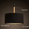 Lampy wiszące minimalistyczne chińskie oświetlenie żyrandola LED do życia w jadalni sypialnia nocna tkanina z drewna litego drewna