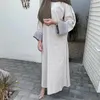 Abbigliamento etnico Ramadan Eid Abaya in cotone e lino Abito hijab musulmano chiuso Abaya arabo per le donne Dubai Lusso Islam Abito caftano Modesto