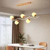 Chandeliers Led Pendant Lamp For Dining Room Interior Decor Kitchen Long Table 2024 Flowers Nordic Wood Hanging Light Fixture