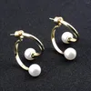 Stud Earrings Simple Ear Jacket After Hanging Creative Faux Pearl Stub Bijoux Anti-allergic Unique Design Jewelry Gift