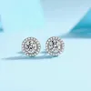 Brincos de moissanite com configuração de pino redondo em prata esterlina 925 MA YIN FANG com diamante