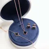 2024 Luxury Quality V Gold Material Mini Stud Earring Pendant Necklace With Red Agate White Shell Have Stamp Box PS3475