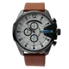 Brand Watches Men Big Case Mutiple Dials Date Display Leather Strap Quartz Wrist Watch 4280243L