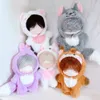 Jogando casa brinquedo acessórios lobo urso 20cm boneca roupas onepiece vestuário macacões com cauda dos desenhos animados animal outfit 240223