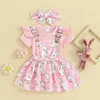 Clothing Sets Blotona My First Easter Baby Girl Outfit Short Sleeve Romper Dress Suspender Skirt Headband Clothes Set