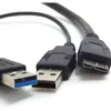 Kable komputerowe USB3.0 Micro-B mobilny kabel dysku twardego podwójna głowica Dane zasilania USB z dodatkowym 0,6/1meterem