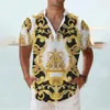 Luxe Hawaiiaanse Shirts Voor Heren Zomerkleding V-hals Oversized Korte Mouw Tops Fashion Designer Kleding Mannen Henley 240223