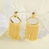 Stud Earrings European And American Fashion Luxury Sparkle Dynamic Chain Tassel Brass Gold Plated Exaggerated Temperament 18K