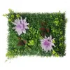 Flores decorativas planta artificial rattan falso painel gramado simulação folha verde grama malha grade decoração de parede