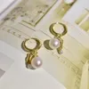 Pendientes colgantes UNICE Elegancia clásica Real 18K Oro amarillo original Joyería fina AU750 Pendiente de gota de perlas naturales para mujeres y niñas con