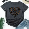 Simple Broken Leopard Heart Femmes Tshirt T-shirts Mode décontractés