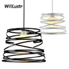 Creative Iron Spring Pendant Lamp Glass Suspension Light Hotel Bar Cafe Dining Hall Metal Hanging Tak Chandelier