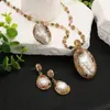 GLSEEVO naturel baroque en forme de perle femmes bijoux collier Bracelet boucle d'oreille ensemble de bagues strass incrusté de luxe robe de soirée Acces 240220