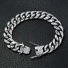 Cadermay Wholesale Jewelry Sier 14mm Solid Glossy Men Bracelet Hiphop Cuban Link Chain Rapper Jewelry