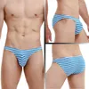 Mutande Slip da uomo in cotone sexy Vita bassa Intimo da uomo Gay Striped Pene Pouch Sissy Mutandine Bikini Tanga