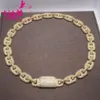 15mm Sier Necklace Hiphop Round White Moissanite Iced Out Cuban Link Chain Men Gifts