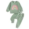 Ensembles de vêtements 2pcs bébé filles tenues d'automne à manches longues arc-en-ciel imprimé sweat-shirt pantalon ensemble vêtements pour tout-petits