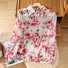 Blusas femininas estilo chinês camisas de algodão linho vintage verão 2024 estampas roupas polo-pescoço solto mangas compridas topos