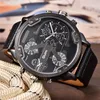 Oulm Big Watches For Men Wiele strefy czasowej Sport Kwarcowy Zegar Męski Casual Leath