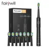 Fairywill Sonic Electric Toothbrush E11 Waterproof USB Charge Rechargeable Electric Toothbrush 8 Brush Replacement Heads Adult 240220