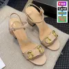 Enkelgesp muilezel met rubberen zolen Hoge hakken zomerstrand sexy luxe trouwschoenen met frame Sandalen met hoge hakken designer damesleer damesschoenen met middelhoge hakken