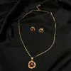 Collana orecchini set MANDI pietra rossa naturale in due pezzi placcato oro 18 carati gioielli intarsiati con strass non sbiaditi per le donne