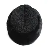 Bérets d'hiver pour hommes, véritable avec chapeau en peau de mouton, bonnets en laine de mouton naturelle, à la mode, casquettes authentiques décontractées