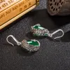 Baumelnde Ohrringe, natürlicher grüner Chalcedon, handgeschnitzter Pfau, Mode-Boutique-Schmuck, Männer und Frauen, Achat, Geschenk