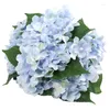 Decorative Flowers 1 Bunch Of 7 Heads Artificial Silk Hydrangea Bouquet & 4 Pcs Blue Agate Teacup Tray