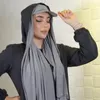 Cappellini da baseball Ramadan Moda musulmana Baseball con sciarpa in jersey Scialle Hijab Tinta unita Bandana Turbante Cofano Cappello da donna pronto da indossare