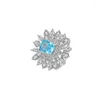 Anneaux de cluster Vintage 925 Sterling Silver 8 10mm Fleur Aquamarine Emerald Sapphire Gemstone pour femmes Fine Bijoux