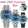 Top New Style Luxury Men Blue SKY Dweller Sports Watch Movement Men Multifunctional 24 hour Dial Stainless Steel Diving Waterproof339g