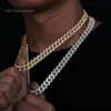 البيع الساخن مغني الراب الهيب هوب مجوهرات 12 مم سيرة VVS Baguette Moissanite Diamond Diamond Out Out Out Cuban Link Chain Necklace