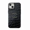 iPhone 15のブランドレザーの電話ケースApple iPhone 14 Pro Max 13 12 13Promax Case Luxury 3D Embossed QuiltedBling Mirror Quality Mobile Cover