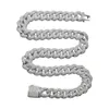 Hip Hop -halsband 15mm bredd Sier VVS Moissanite Diamond Cuban Chain Fashion Jewelry