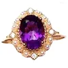 Cluster Rings 6mm 8mm VVS Grade Natural Amethyst Ring For Party Solid 925 Silver With Pear Sterling Jewelry