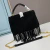 Tassel Messenger axelväskor Kvinnor handväskor handväska ränder nubuck läder kors kroppsväska mode bokstäver kedja läder axel rem rem interiör zip ficka